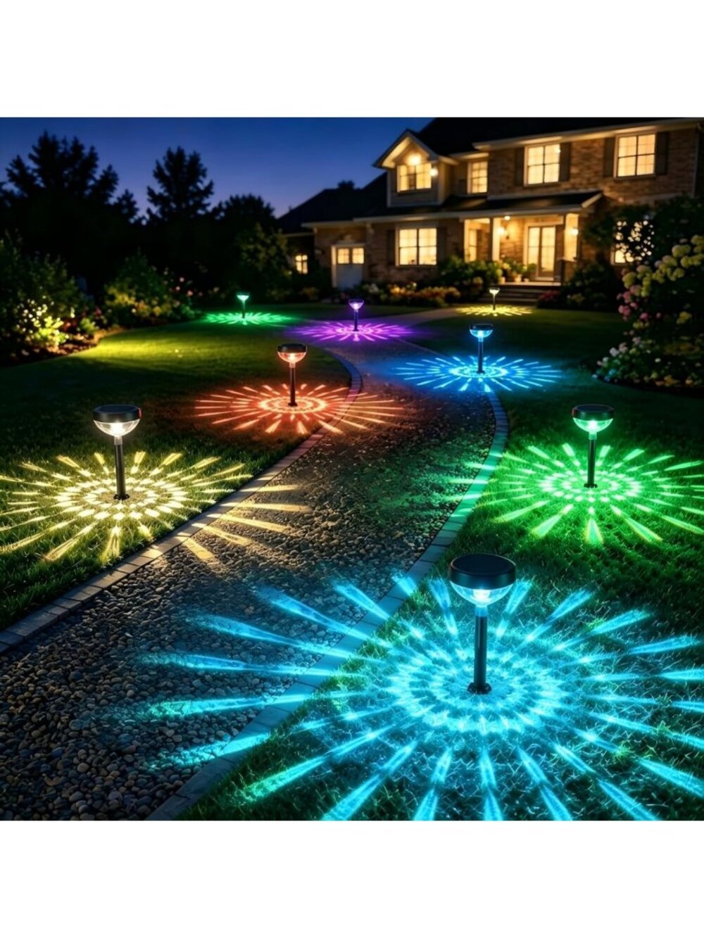 8-Pack Color Changing Solar Pathway Lights, Bright Outdoor Garden Lighting